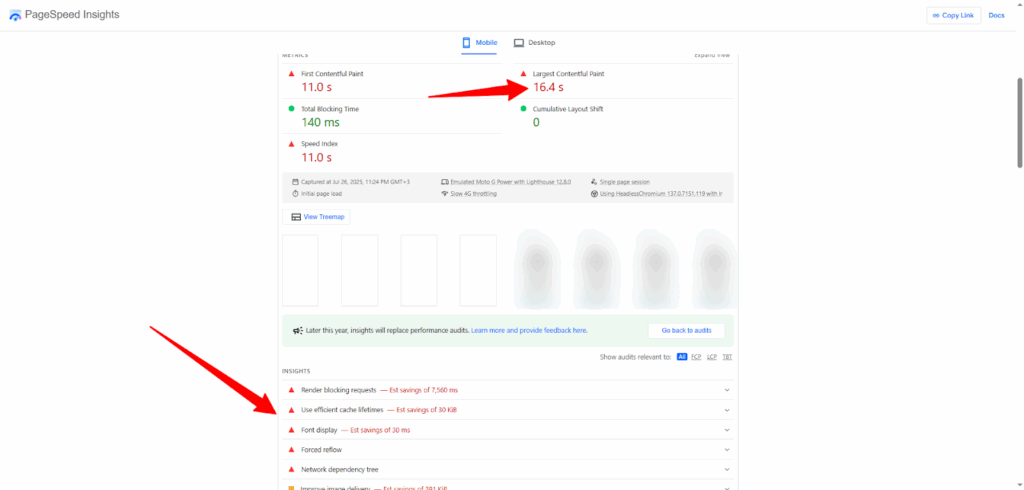 تحليل أداة Google page speed insights