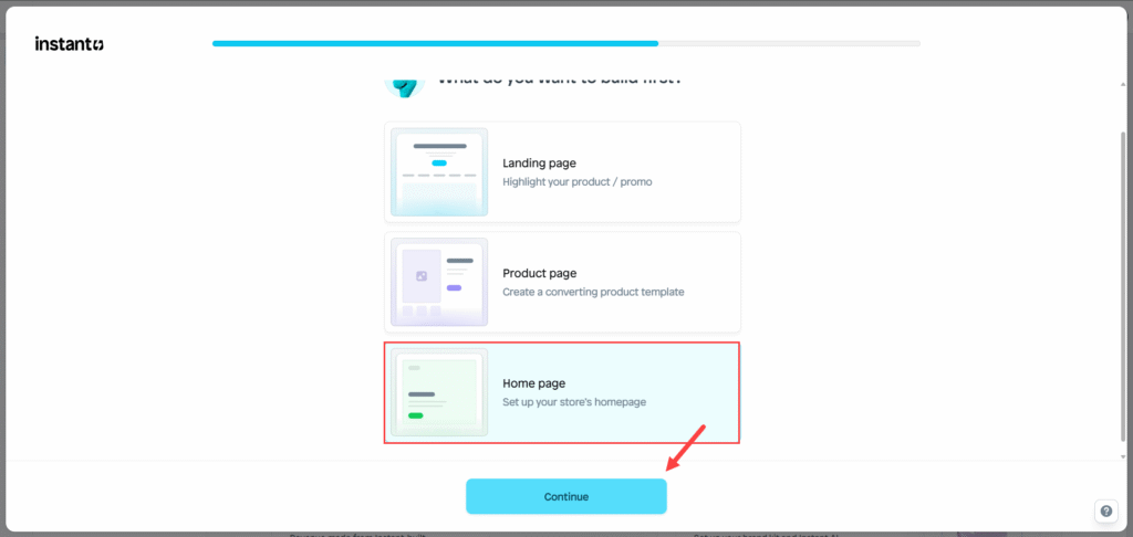 تحديد استخدام تطبيق Instant AI Page Builder على المتجر