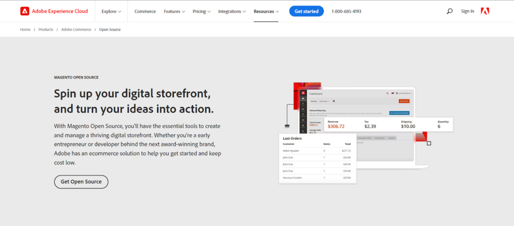  الواجهة الرئيسية لسكربت Adobe Commerce Magento