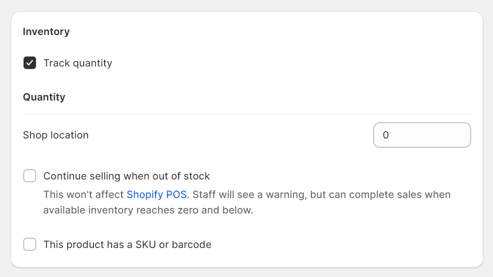   إضافة تفاصيل المخزن للمنتج على منصة Shopify